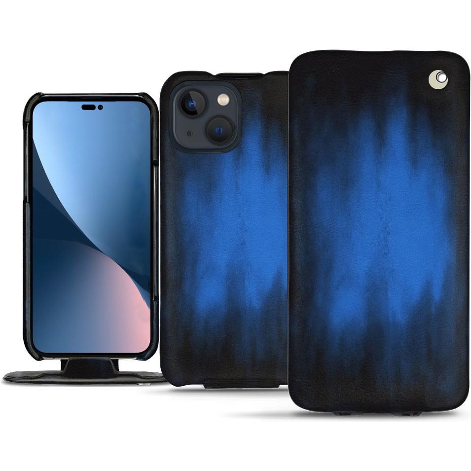 Noreve Lederschutzhülle vertikal (Apple iPhone 14 Plus), Smartphone Hülle, Blau