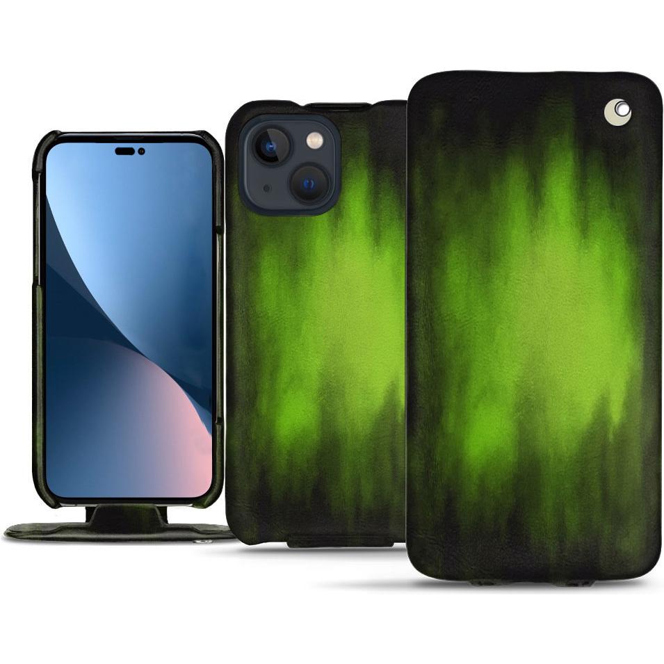 Noreve Lederschutzhülle vertikal (Apple iPhone 14 Plus), Smartphone Hülle, Grün