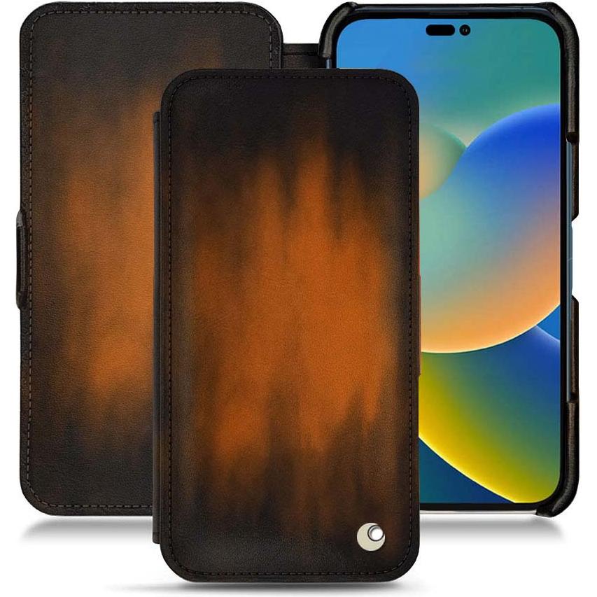Noreve Lederschutzhülle horizontal (Apple iPhone 14), Smartphone Hülle, Braun