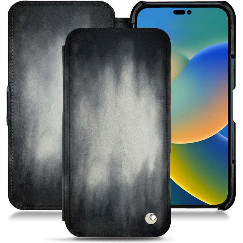 Noreve Lederschutzhülle horizontal (Apple iPhone 14), Smartphone Hülle, Grau