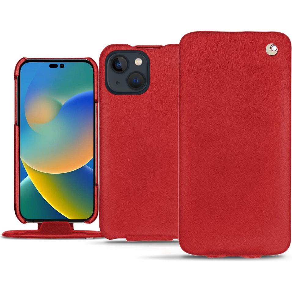 Noreve Lederschutzhülle vertikal (Apple iPhone 14), Smartphone Hülle, Rot