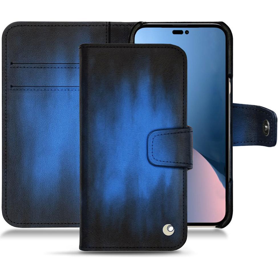 Noreve Lederschutzhülle Wallet (Apple iPhone 14 Plus), Smartphone Hülle, Blau