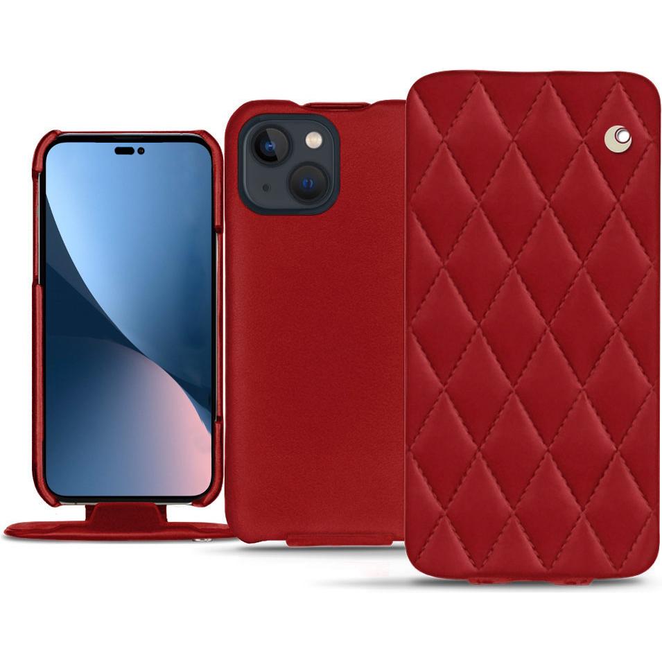 Noreve Lederschutzhülle vertikal (Apple iPhone 14 Plus), Smartphone Hülle, Rot