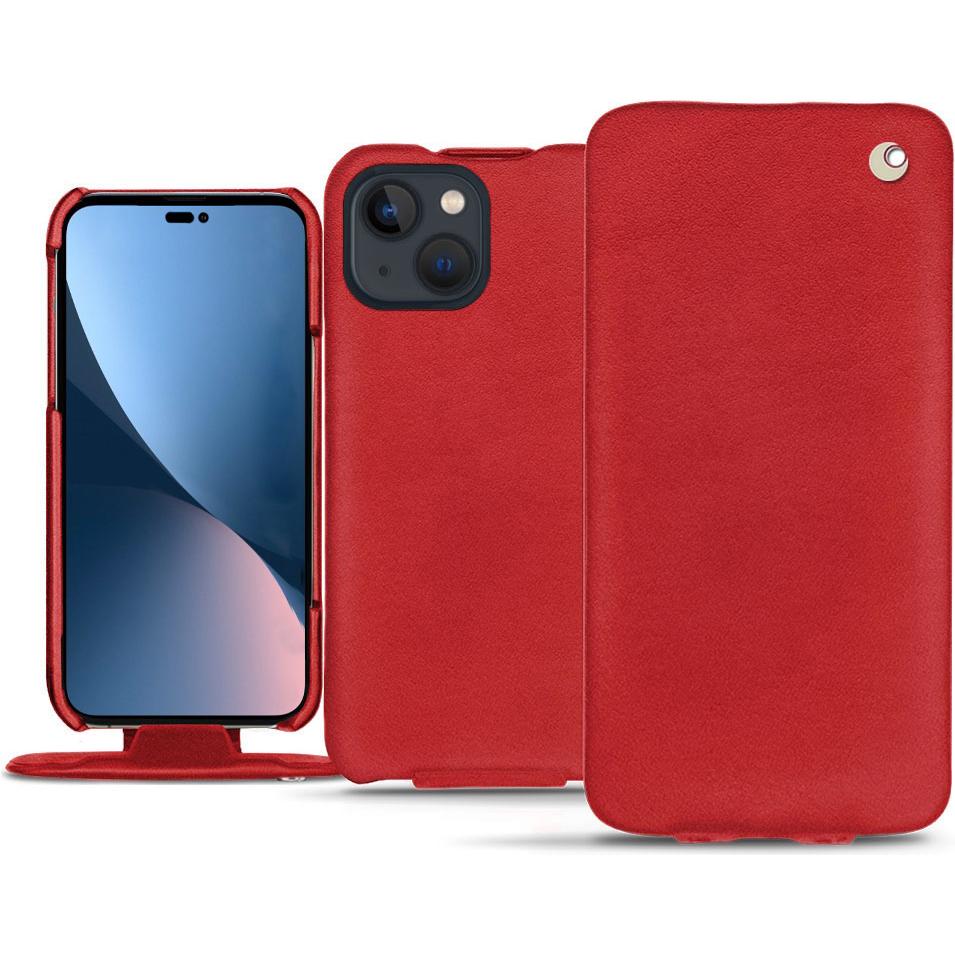 Noreve Lederschutzhülle vertikal (Apple iPhone 14 Plus), Smartphone Hülle, Rot