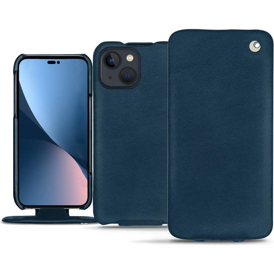Noreve Lederschutzhülle vertikal (Apple iPhone 14 Plus), Smartphone Hülle, Blau