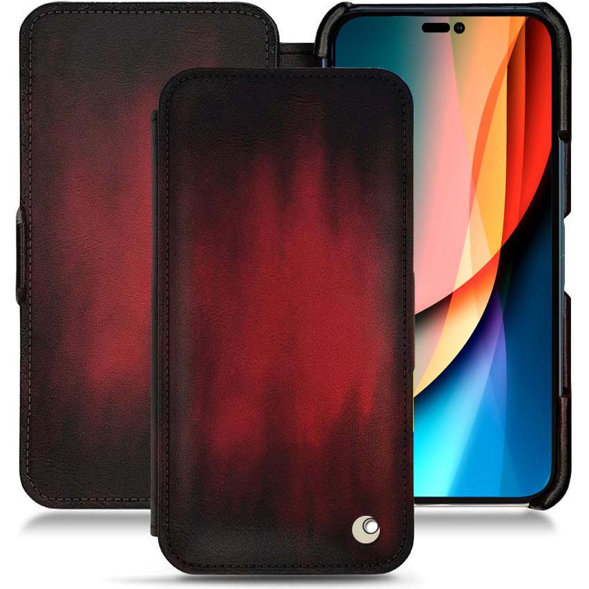Thumbnail - Noreve Lederschutzhülle horizontal (Apple iPhone 14 Pro), Smartphone Hülle, Rot