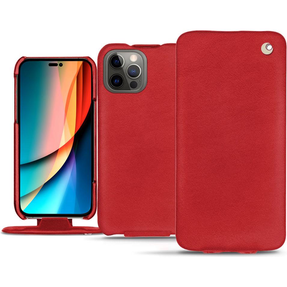 Noreve Lederschutzhülle vertikal (Apple iPhone 14 Pro), Smartphone Hülle, Rot