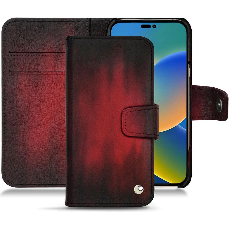 Noreve Lederschutzhülle Wallet (Apple iPhone 14), Smartphone Hülle, Rot