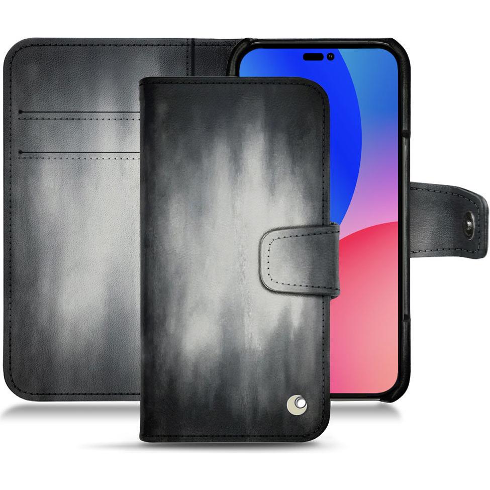 Noreve Lederschutzhülle Wallet (Apple iPhone 14 Pro Max), Smartphone Hülle, Grau