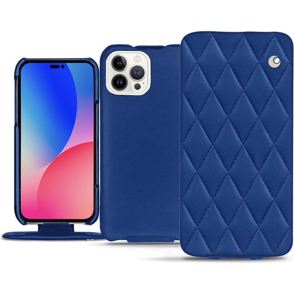 Noreve Lederschutzhülle vertikal (Apple iPhone 14 Pro Max), Smartphone Hülle, Blau