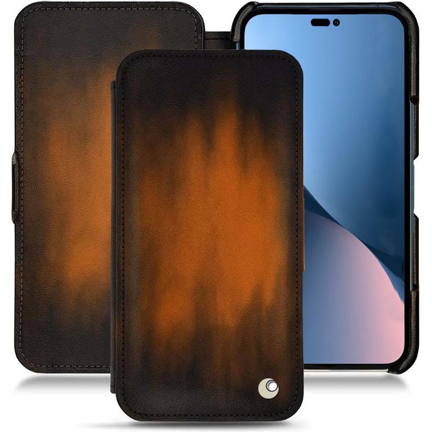 Noreve Lederschutzhülle horizontal (Apple iPhone 14 Plus), Smartphone Hülle, Braun