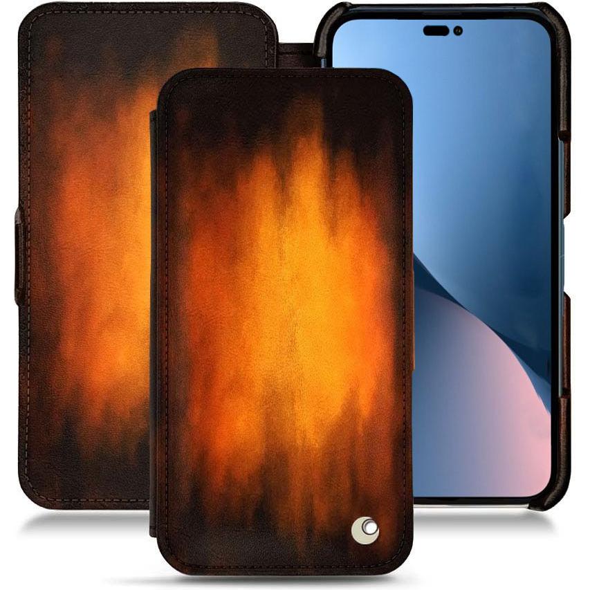 Noreve Lederschutzhülle horizontal (Apple iPhone 14 Plus), Smartphone Hülle, Violett