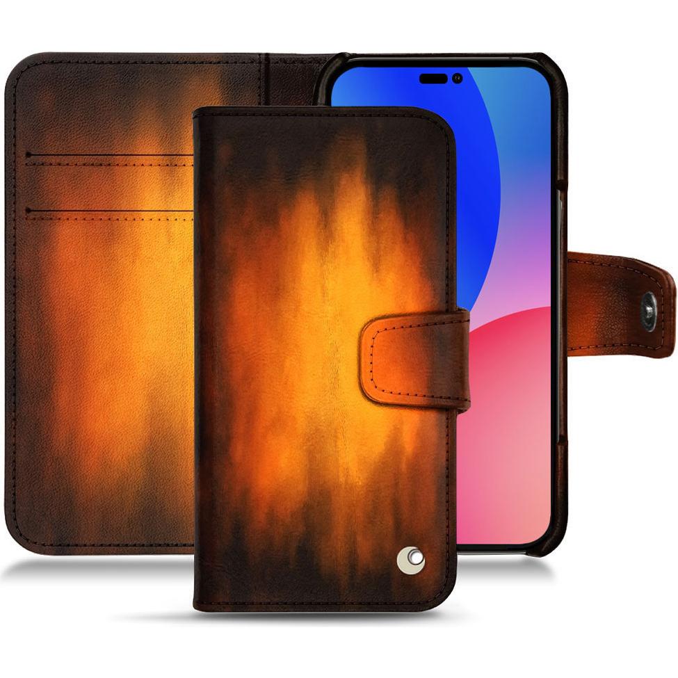 Noreve Lederschutzhülle Wallet (Apple iPhone 14 Pro Max), Smartphone Hülle, Violett