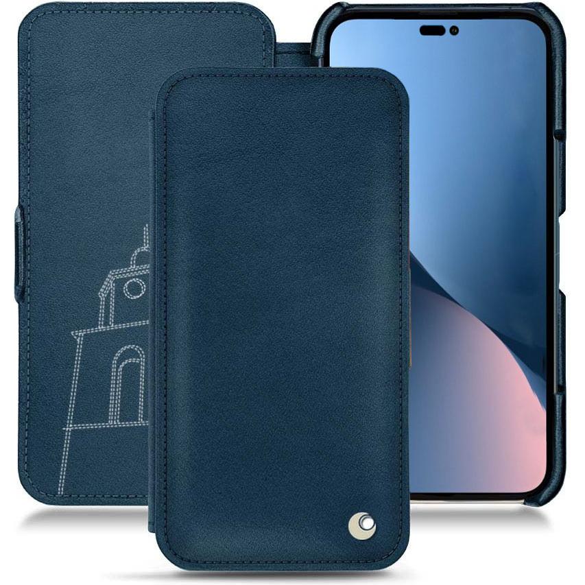 Noreve Lederschutzhülle horizontal (Apple iPhone 14 Plus), Smartphone Hülle, Blau