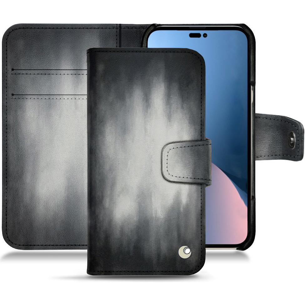 Noreve Lederschutzhülle Wallet (Apple iPhone 14 Plus), Smartphone Hülle, Grau