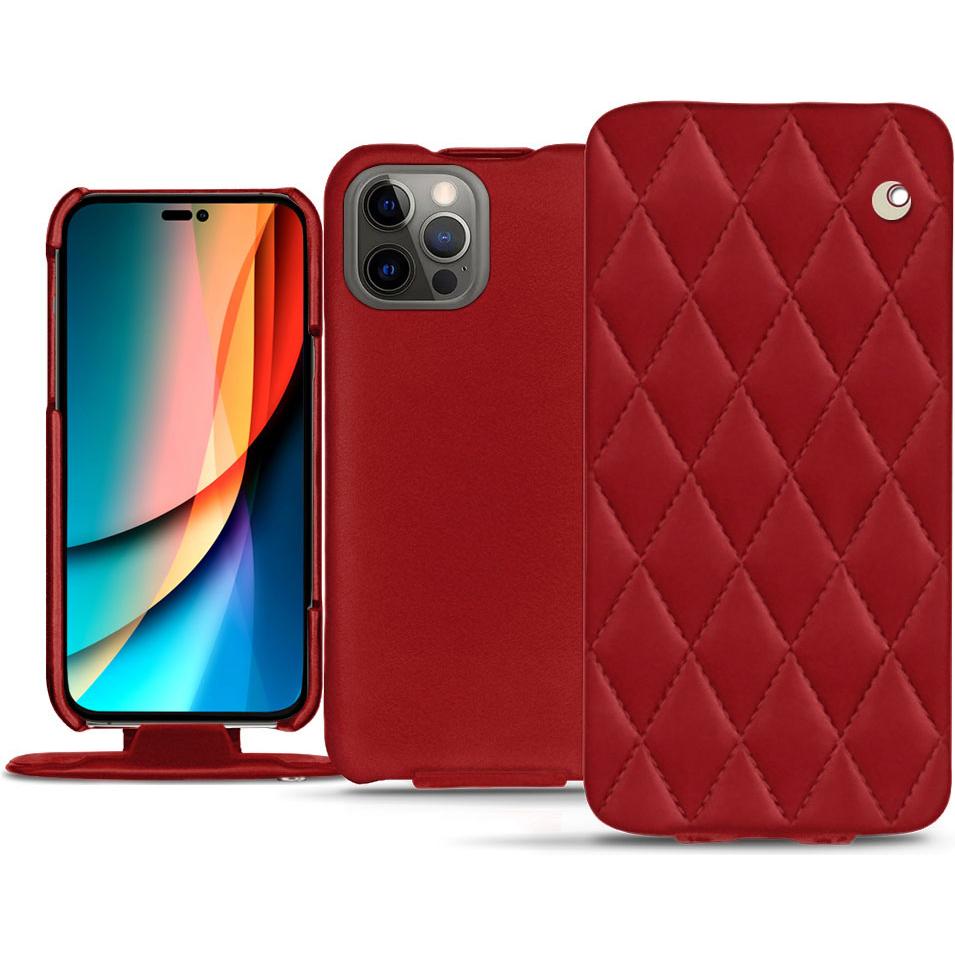 Noreve Lederschutzhülle vertikal (Apple iPhone 14 Pro), Smartphone Hülle, Rot