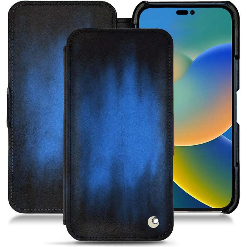 Thumbnail - Noreve Lederschutzhülle horizontal (Apple iPhone 14), Smartphone Hülle, Blau