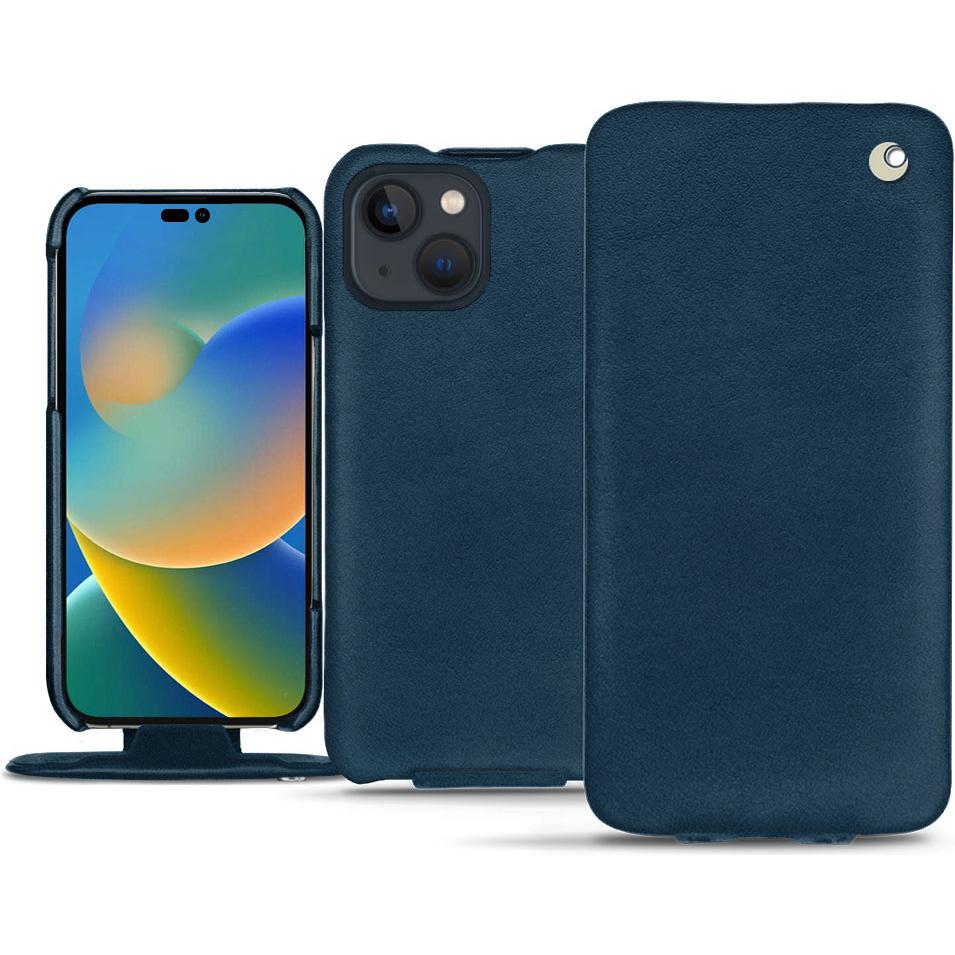 Noreve Lederschutzhülle vertikal (Apple iPhone 14), Smartphone Hülle, Blau