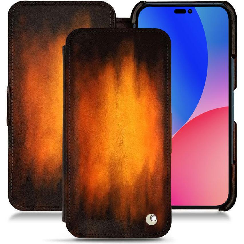 Noreve Lederschutzhülle horizontal (Apple iPhone 14 Pro Max), Smartphone Hülle, Violett