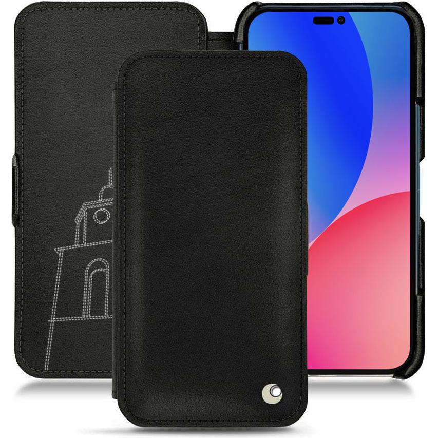 Noreve Lederschutzhülle horizontal (Apple iPhone 14 Pro Max), Smartphone Hülle, Schwarz