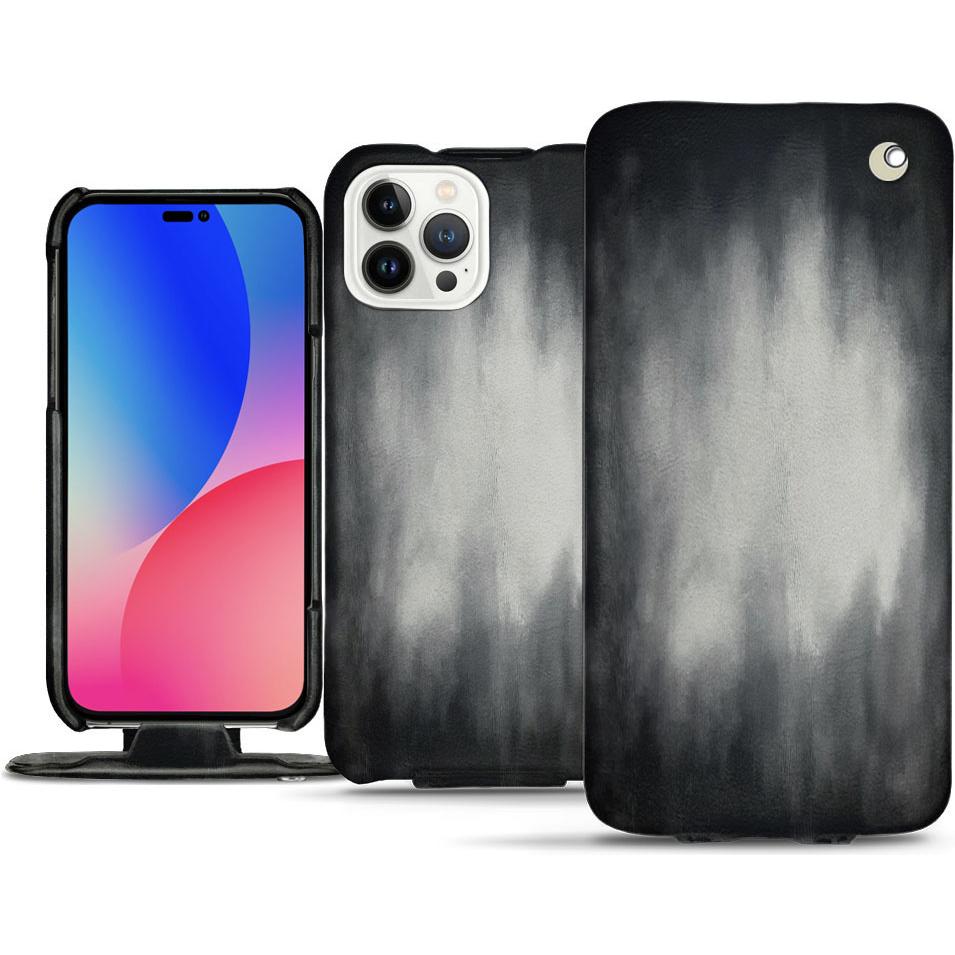 Noreve Lederschutzhülle vertikal (Apple iPhone 14 Pro Max), Smartphone Hülle, Grau