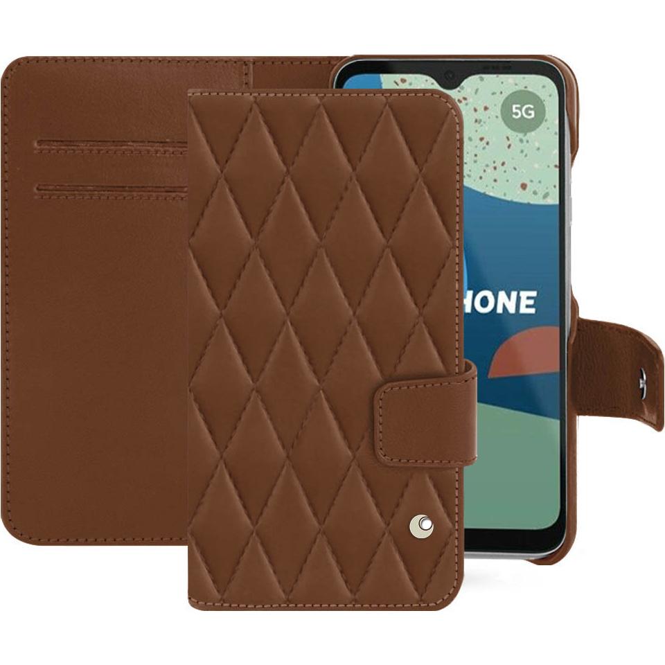 Noreve Lederschutzhülle Wallet (Fairphone 4), Smartphone Hülle, Braun