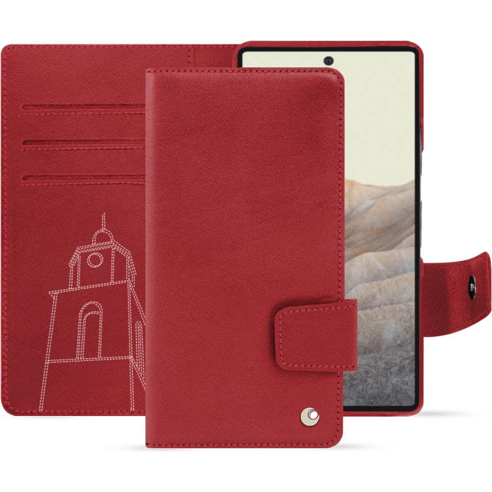 Noreve Lederschutzhülle Wallet (Google Pixel 7), Smartphone Hülle, Rot