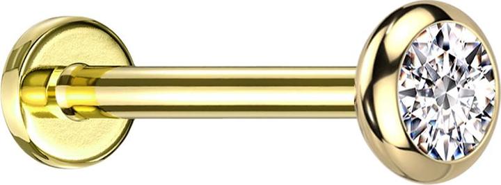 Actual product image Star Piercing Micro Labret internal thread gold-plated disc rounded gold-plated crystal silver (without brass, Titanium)