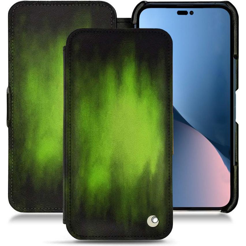 Noreve Lederschutzhülle horizontal (Apple iPhone 14 Plus), Smartphone Hülle, Grün