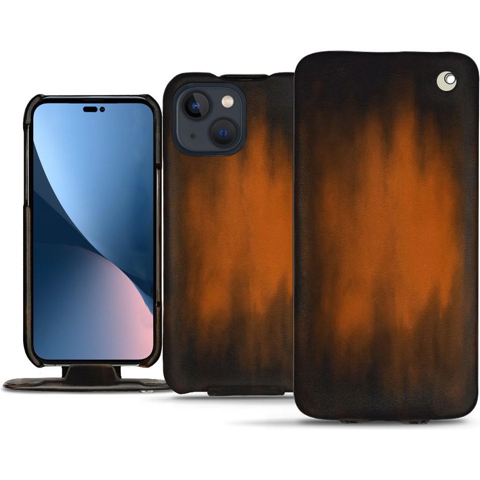 Noreve Lederschutzhülle vertikal (Apple iPhone 14 Plus), Smartphone Hülle, Braun