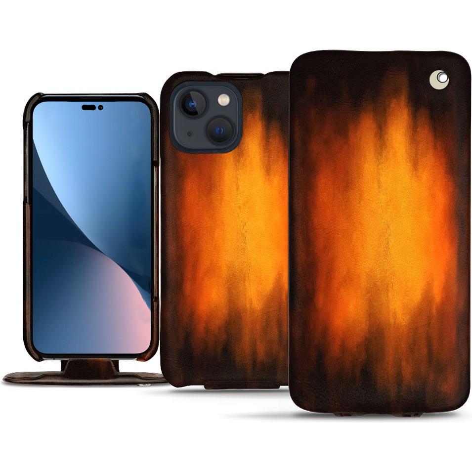 Noreve Lederschutzhülle vertikal (Apple iPhone 14 Plus), Smartphone Hülle, Violett