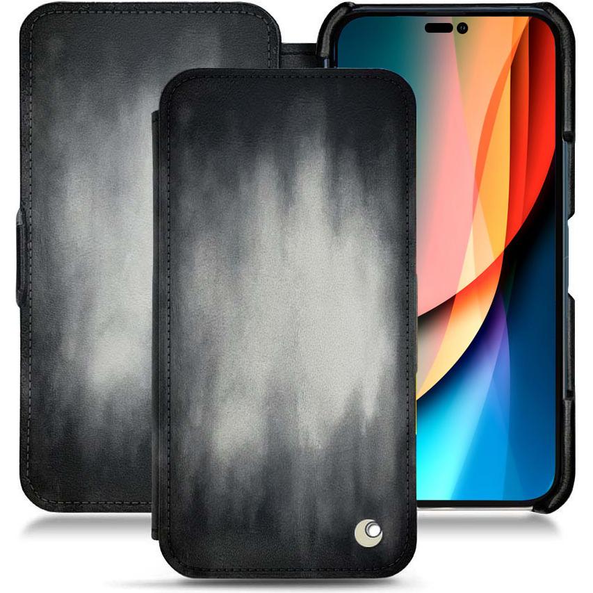 Noreve Lederschutzhülle horizontal (Apple iPhone 14 Pro), Smartphone Hülle, Grau