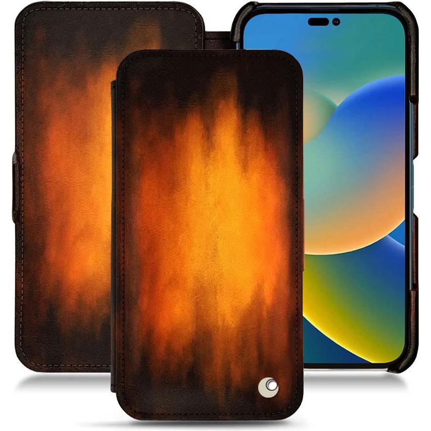 Noreve Lederschutzhülle horizontal (Apple iPhone 14), Smartphone Hülle, Violett
