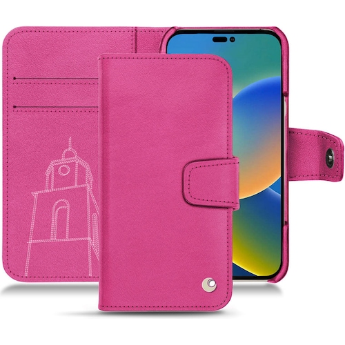 Noreve Lederschutzhülle Wallet (iPhone 14), Smartphone Hülle, Rosa