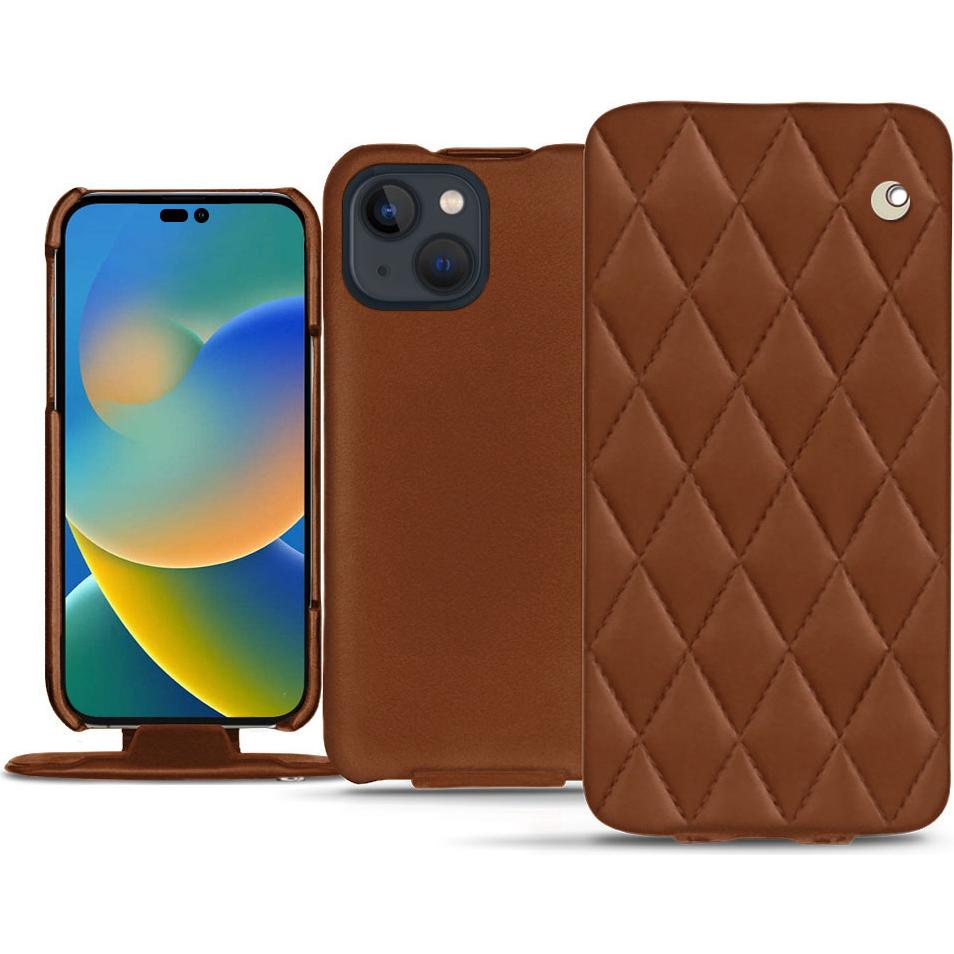 Thumbnail - Noreve Lederschutzhülle vertikal (Apple iPhone 14), Smartphone Hülle, Braun