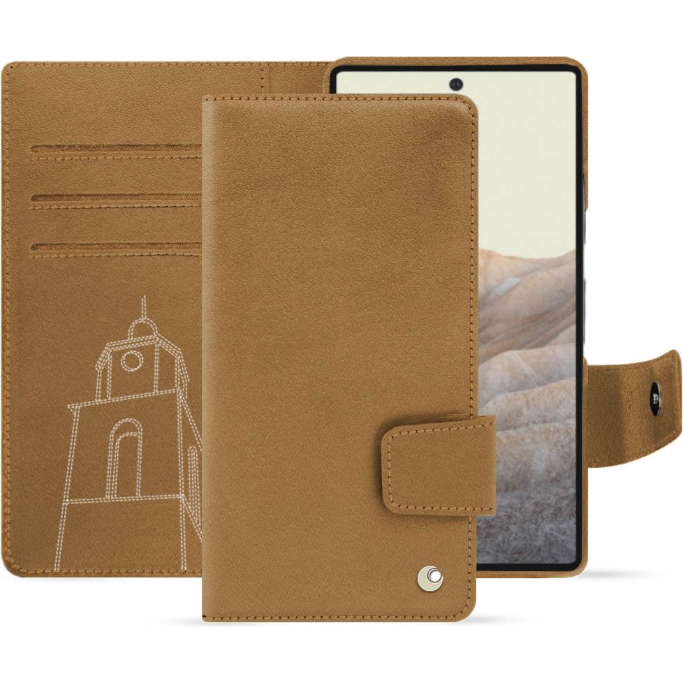 Noreve Lederschutzhülle Wallet (Google Pixel 7), Smartphone Hülle, Braun