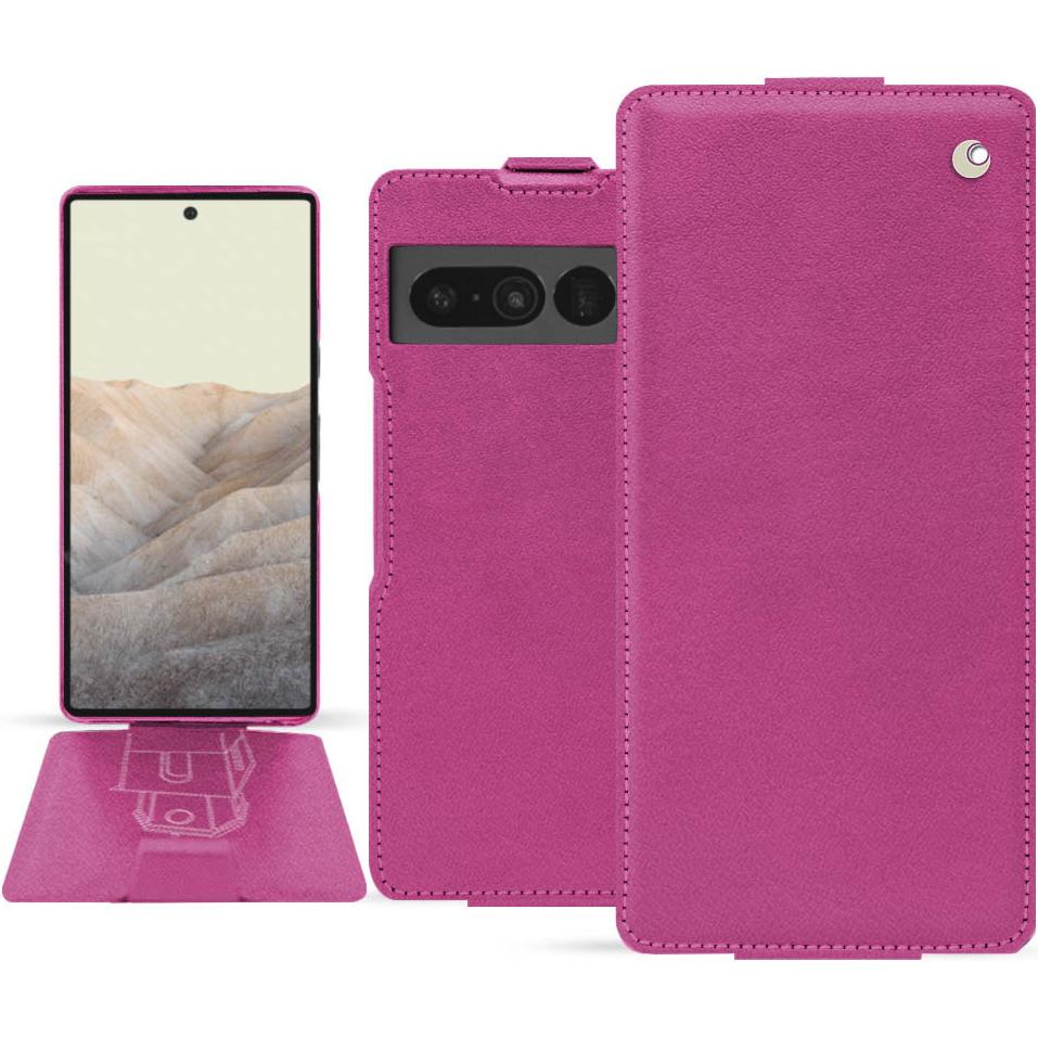 Noreve Lederschutzhülle vertikal (Google Pixel 7 Pro), Smartphone Hülle, Rosa