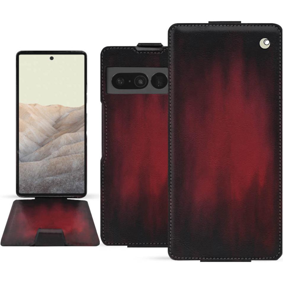 Noreve Lederschutzhülle vertikal (Google Pixel 7 Pro), Smartphone Hülle, Rot