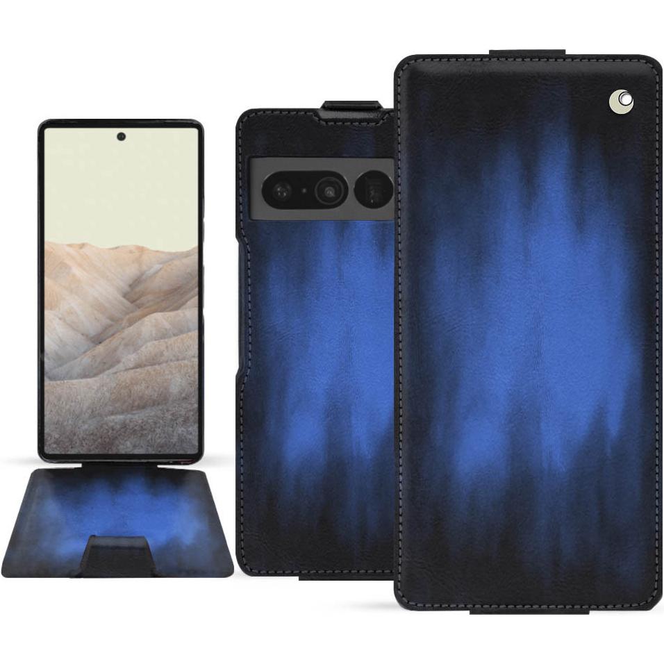 Noreve Lederschutzhülle vertikal (Google Pixel 7 Pro), Smartphone Hülle, Blau