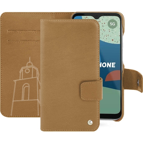 Noreve Lederschutzhülle Wallet (Fairphone 4), Smartphone Hülle, Braun