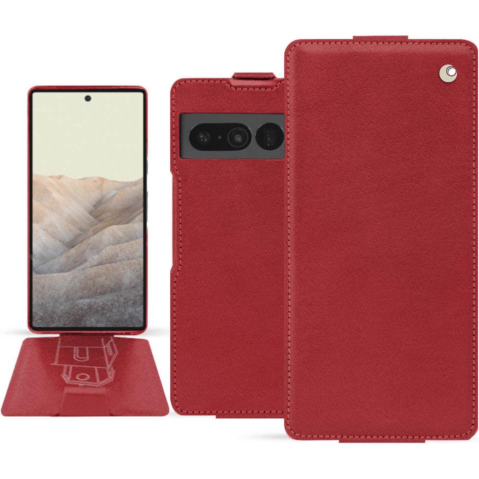 Noreve Lederschutzhülle vertikal (Google Pixel 7 Pro), Smartphone Hülle, Rot