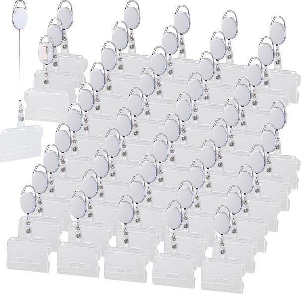 General Office 50er-Set Ausweishüllen aus Hartplastik mit Jojo-Befestigungs-Clip