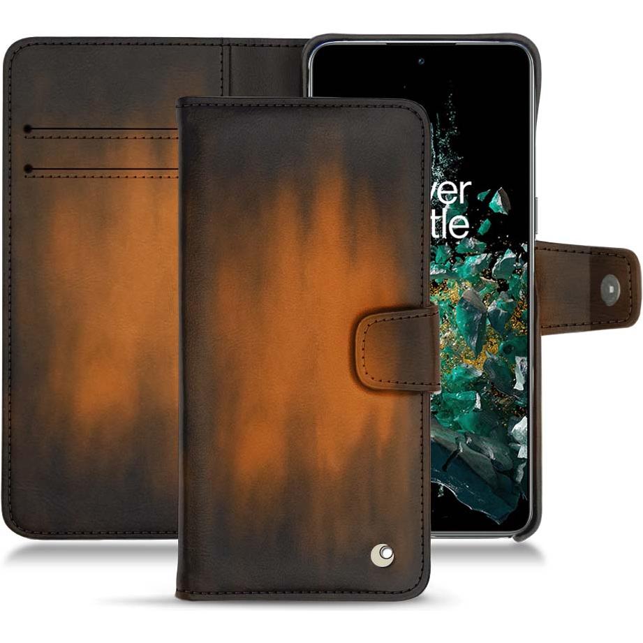 Noreve Lederschutzhülle Wallet (OnePlus 10T), Smartphone Hülle, Braun