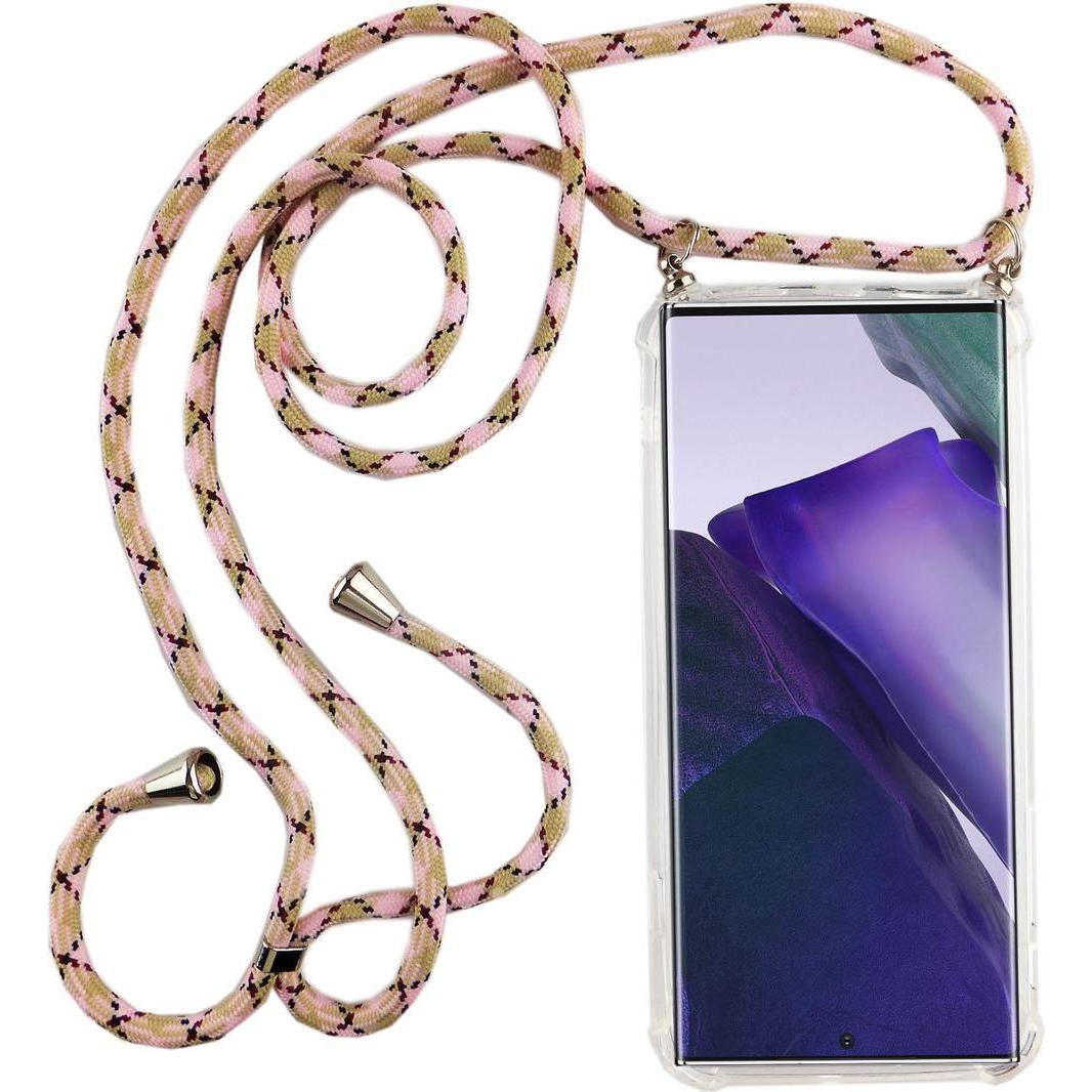 König Design Handykette für Samsung Galaxy Note 20 Hülle mit Band zum umhängen Kordel Rosa, Handykette, Transparent