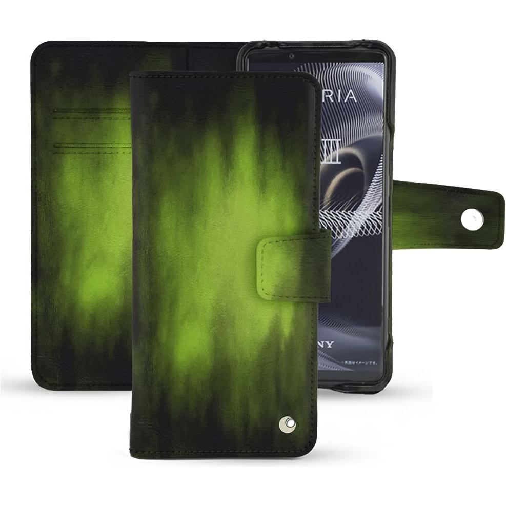 Noreve Lederschutzhülle Wallet (Sony Xperia 5 III), Smartphone Hülle, Grün