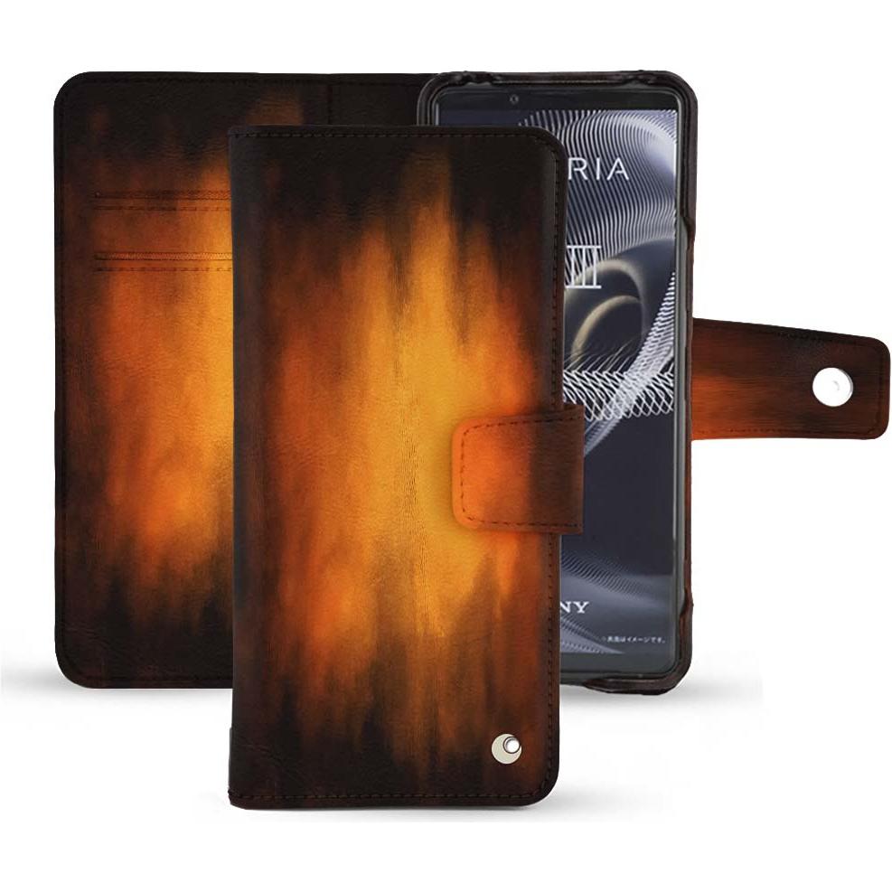 Noreve Lederschutzhülle Wallet (Sony Xperia 5 III), Smartphone Hülle, Violett