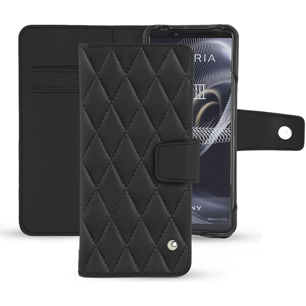 Noreve Lederschutzhülle Wallet (Sony Xperia 5 III), Smartphone Hülle, Schwarz