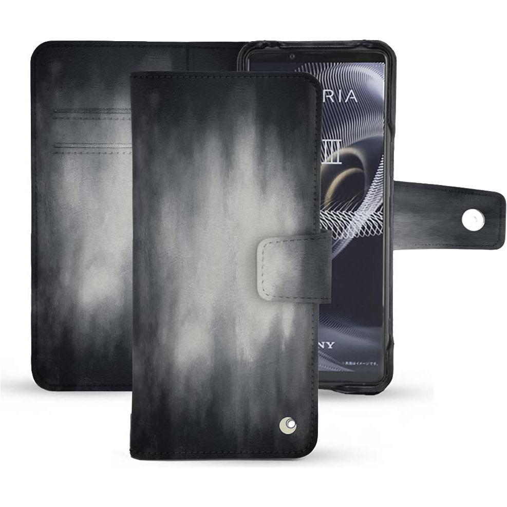 Noreve Lederschutzhülle Wallet (Sony Xperia 5 III), Smartphone Hülle, Grau