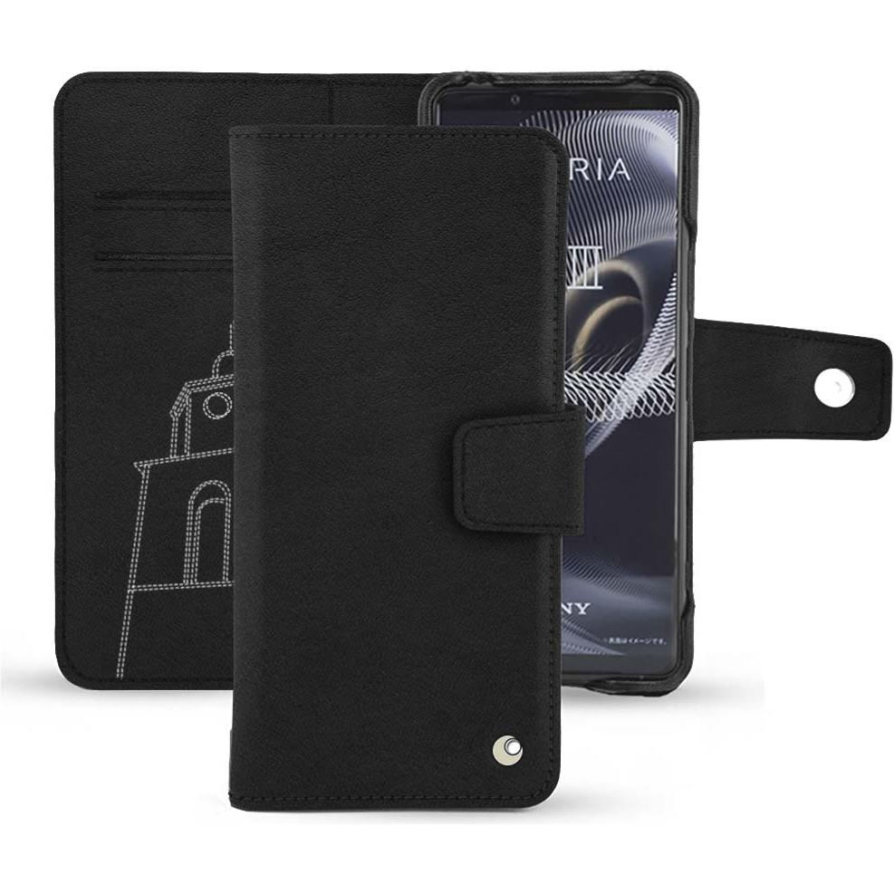 Noreve Lederschutzhülle Wallet (Sony Xperia 5 III), Smartphone Hülle, Schwarz