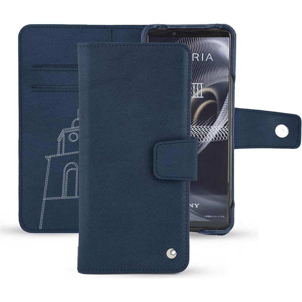 Noreve Lederschutzhülle Wallet (Sony Xperia 5 III), Smartphone Hülle, Blau